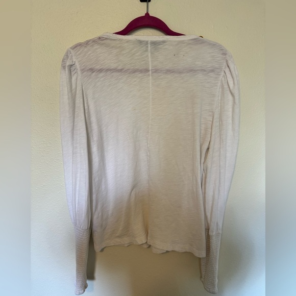 Veronica Beard White Pima Cotton Scoop Long Sleeve Gold Buttons Medium FLAWED - Picture 2 of 8